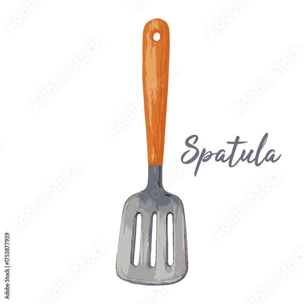 Obraz spatula kitchen tool in watercolor illustration style, isolated vector on white background