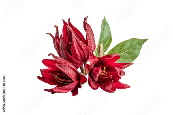 Fototapeta red amaryllis flowers isolated on white background