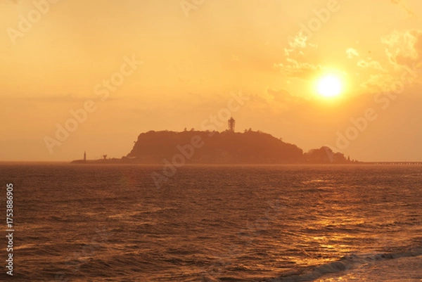 Obraz 江の島の夕日