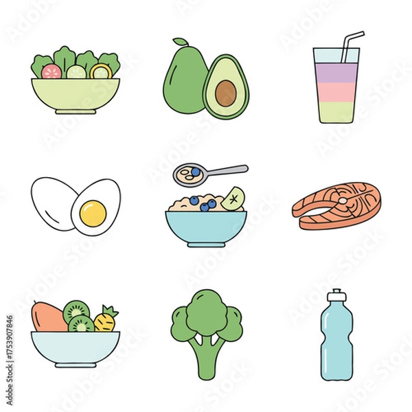 Obraz Fresh Life Icons for Wellness and Lifestyle