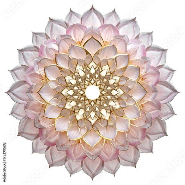 Fototapeta Intricate geometric pattern of layered petals with golden accents.