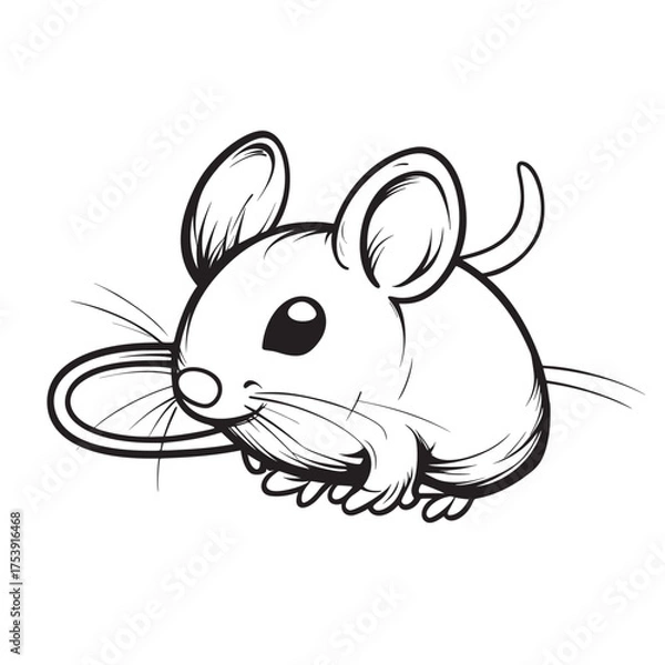 Fototapeta black and white sketch cartoon illustration of mouse with fast response time