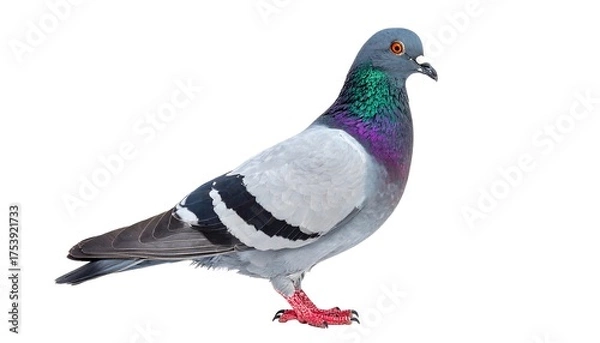Obraz A detailed studio shot of a common pigeon on a plain white background
