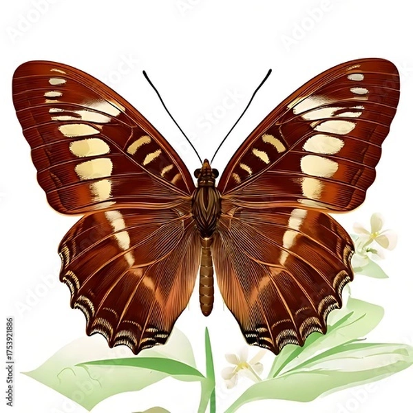 Obraz A detailed, symmetrical illustration of a butterfly with intricate wing patterns