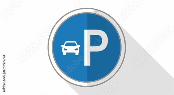 Fototapeta Parking Icon A Blue Sign with a Car and the Letter 'P' for Easy Spot Identification