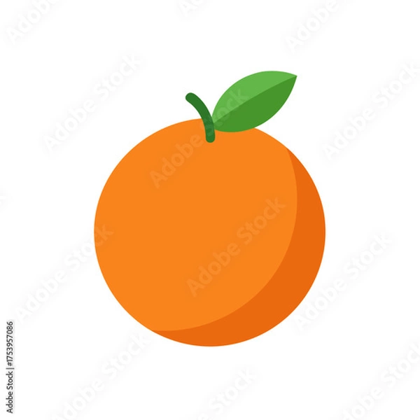 Fototapeta Illustration of an orange with a green leaf on transparent background