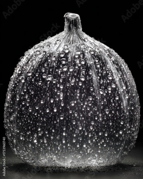 Obraz Clear Water Droplets on Transparent Surface