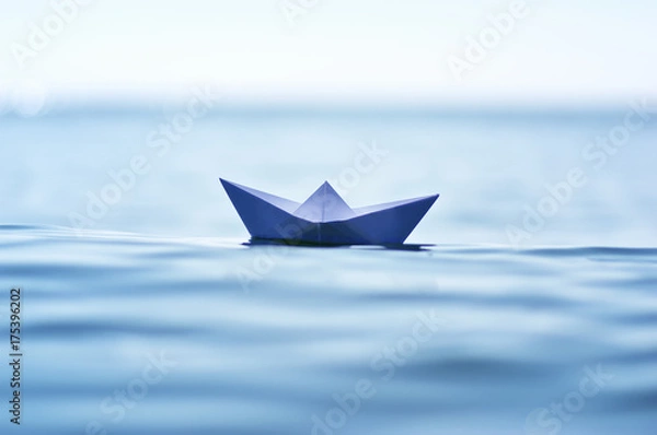 Fototapeta Paper boat on sea wave