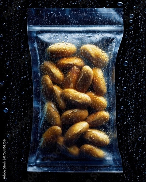 Fototapeta Freshly Packaged Nuts with Water Drops