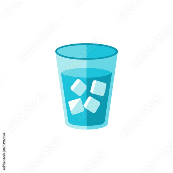 Fototapeta A glass of water with ice cubes inside it on transparent background