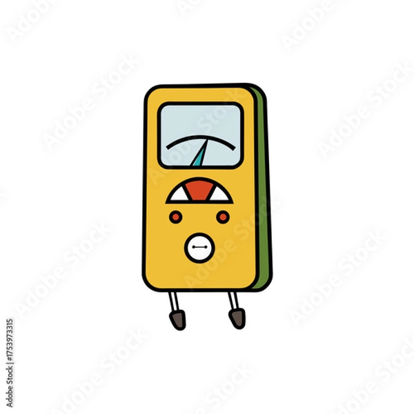 Fototapeta Illustration of a yellow analog multimeter on transparent background