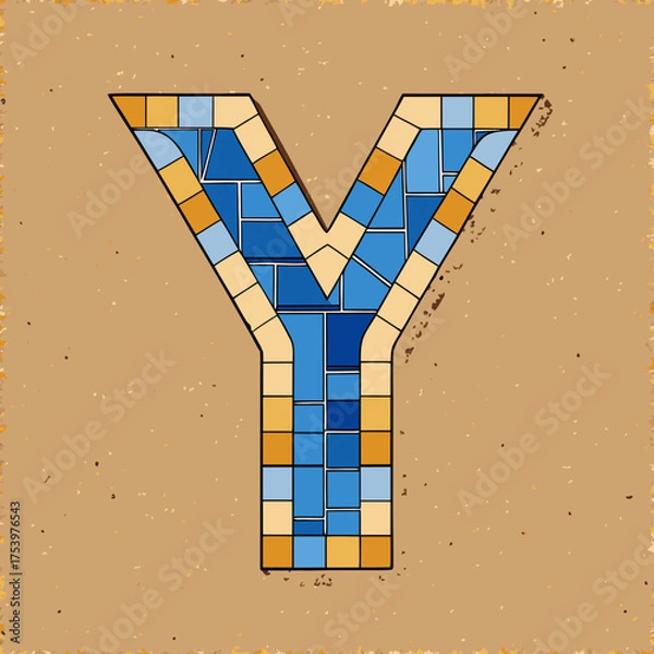 Obraz Abstract Letter Y with Mosaic Tiles on a Textured Background