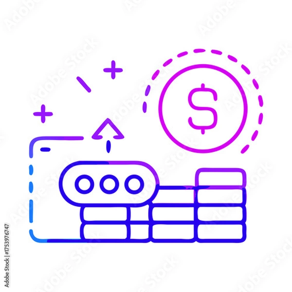 Obraz Digital Coin and Credit Card Icon Showing Financial Growth