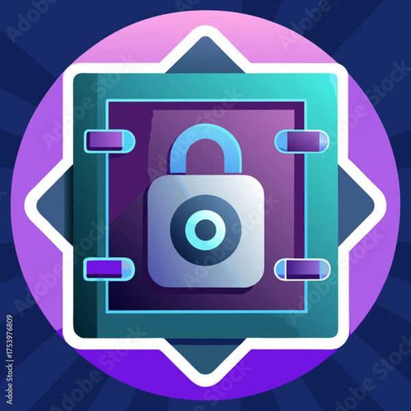 Obraz Digital Vault Icon Illustrating Data Security and Protection