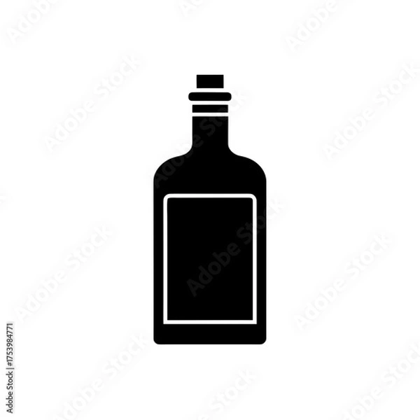 Fototapeta Illustration of a filled liquor bottle on transparent background silhouette
