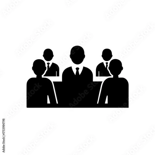 Fototapeta Group of people sitting at a conference table on transparent background silhouette