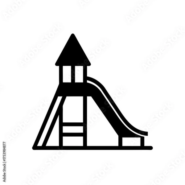 Fototapeta Illustration of a playground slide structure on transparent background silhouette