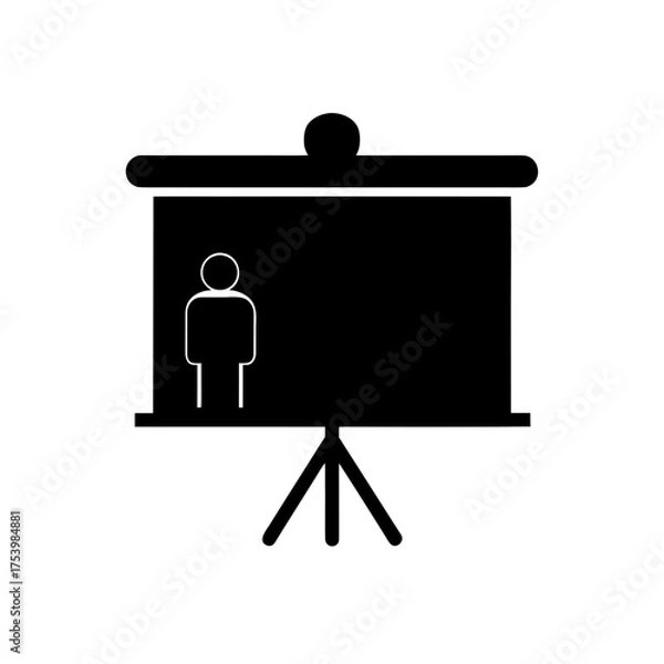 Fototapeta Presentation screen with person silhouette on transparent background