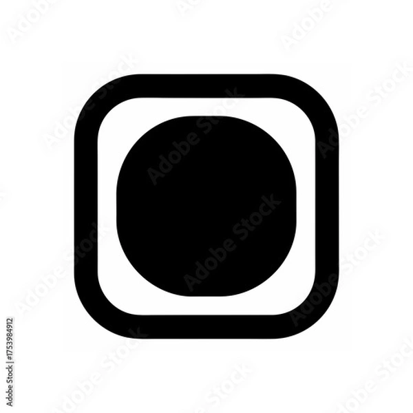 Fototapeta Black circle inside rounded square frame on transparent background silhouette