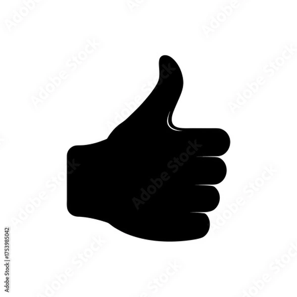 Fototapeta Black silhouette of a thumbs up gesture on transparent background