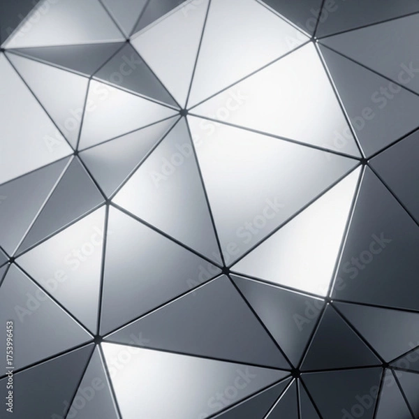 Fototapeta Futuristic Silver Polygon Panels – Reflective abstract polygon panels with smooth metallic gradients and subtle lighting.