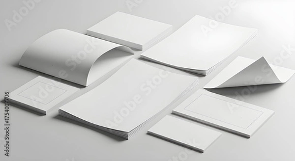 Fototapeta Minimalist Blank White Paper on Gray Background
