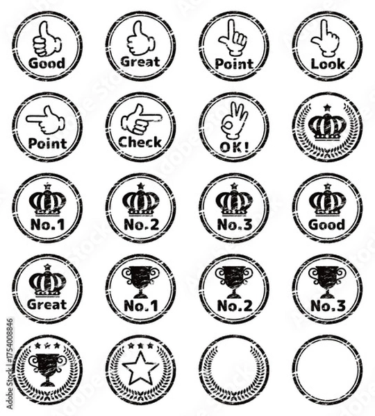 Obraz モノクロのスタンプセット