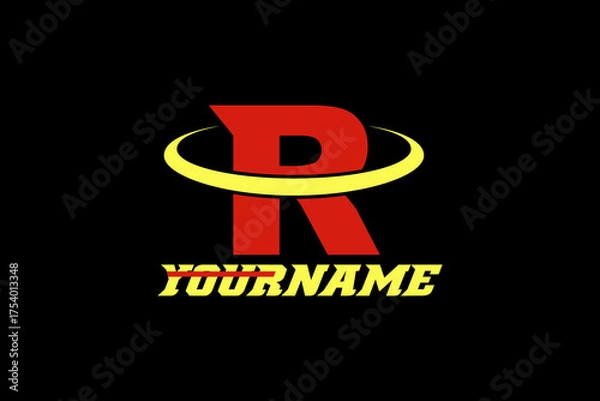 Fototapeta This is a vector image of the letter R logo and speed icon, suitable for use in company logo designs, tires, workshops, racing, mechanics, printing, stickers, distro, food, restaurants, t-shirts, 