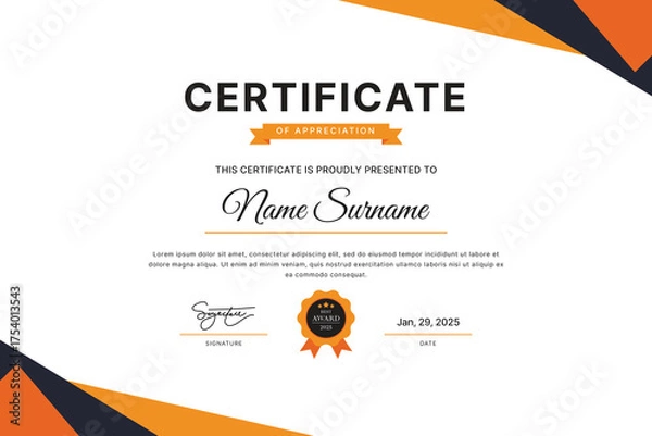 Fototapeta Certificate Template Design