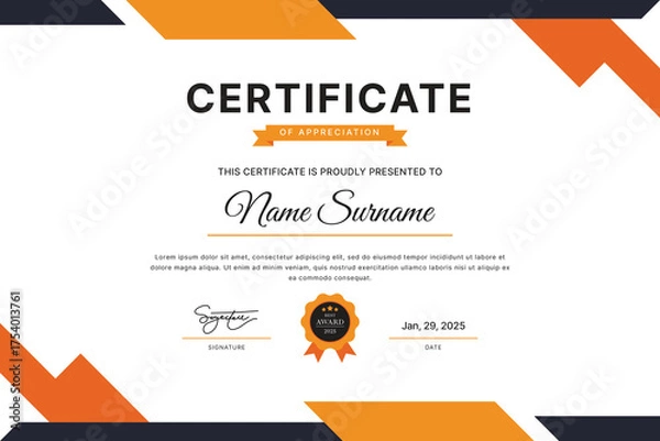 Fototapeta Certificate Template Design