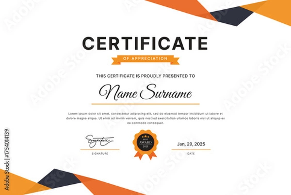 Fototapeta Certificate Template Design