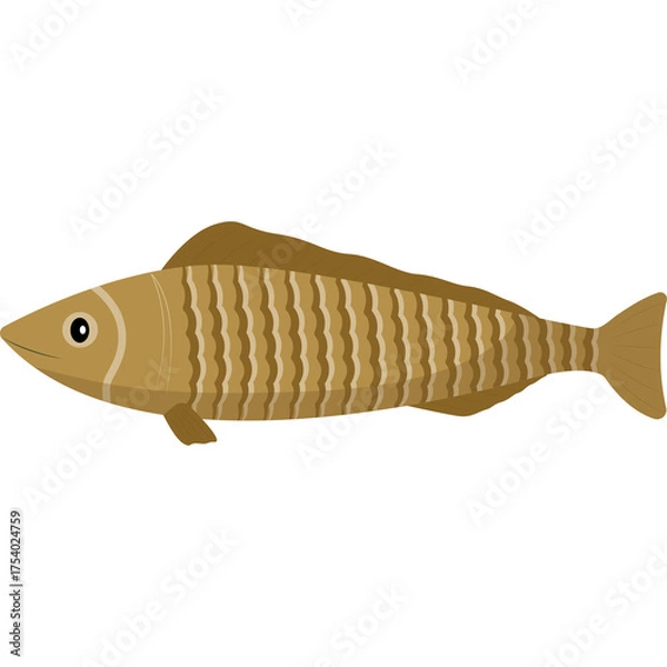 Obraz Pixelated illustration of a brown striped fish with a transparent background ideal for fishing and aquatic themes