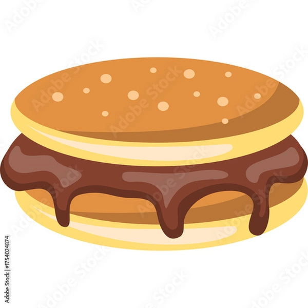 Obraz Pixelated Smores Sandwich with Melted Chocolate Filling on a Transparent Background Ideal for Digital Designs