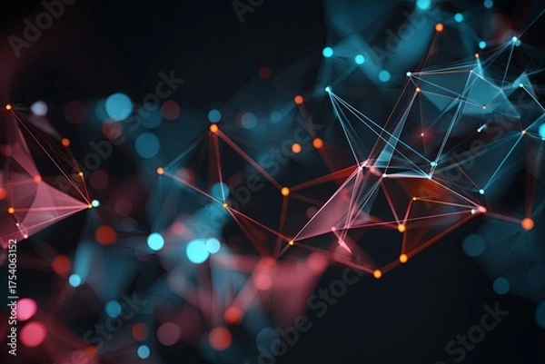 Obraz Abstract Colorful Polygon Background with Geometric Shapes and Connective Points for Creative and Modern Design Applications