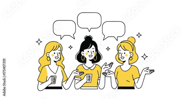 Obraz 笑顔 解決 若い女性 ふきだし セット