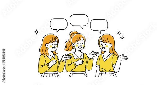 Obraz 笑顔 解決 若い女性 ふきだし セット