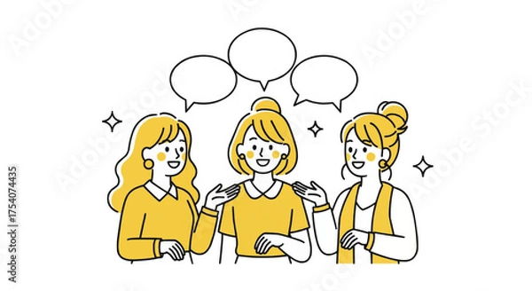 Obraz 笑顔 解決 若い女性 ふきだし セット