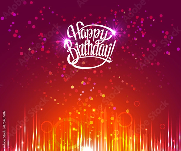 Obraz happy birthday sign.Hand drawn lettering. Greeting card with calligraphy.