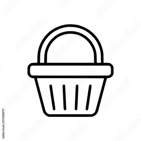 Obraz Line art illustration of a simple basket with rounded handle