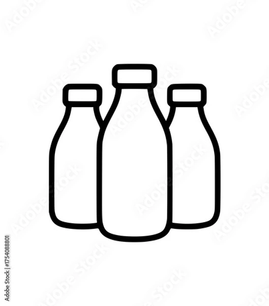 Fototapeta Outline illustration of three glass bottles