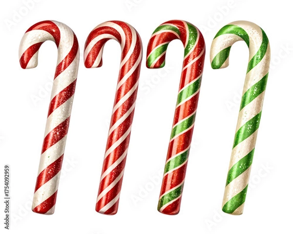 Fototapeta Four Assorted Glitter Candy Canes Festive Holiday Treats