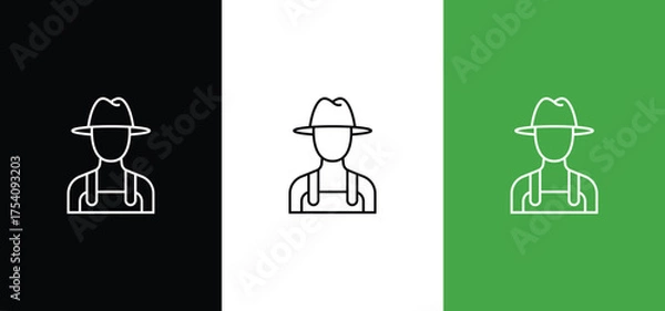 Fototapeta farmer icon vector from profession avatar collection. Thin line farmer outline icon vector illustration. Linear symbol for use on web and mobile apps, logo, print media