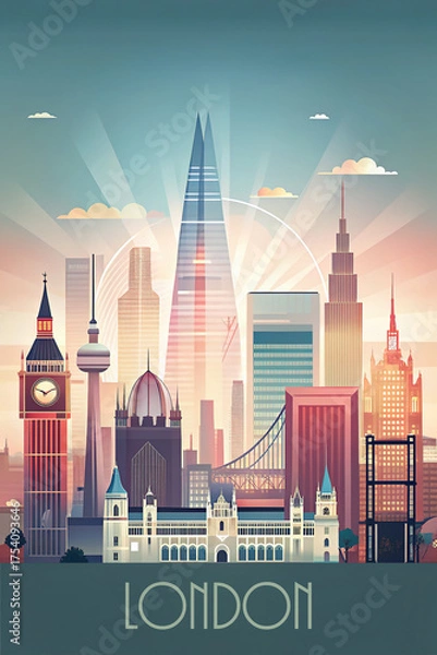 Fototapeta London skyline minimalist style