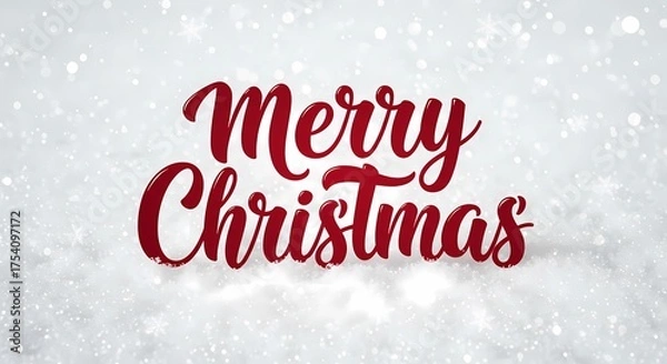 Fototapeta Merry Christmas Red Text on Snow