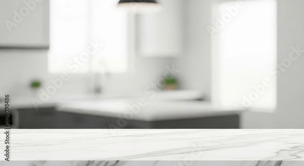 Fototapeta Elegant marble countertop in modern kitchen.