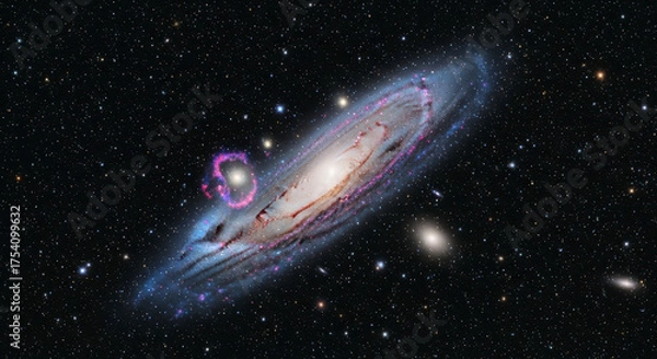 Fototapeta Stunning view of a spiral galaxy in space