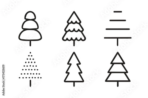 Fototapeta Minimal Geometric Christmas Tree Vector Set