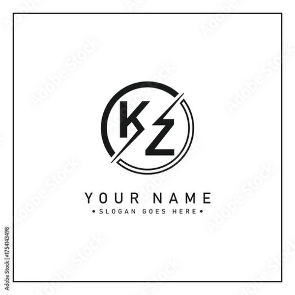 Fototapeta KZ Vector Logo Template - Simple Icon for Initial Letter K and Z Monogram