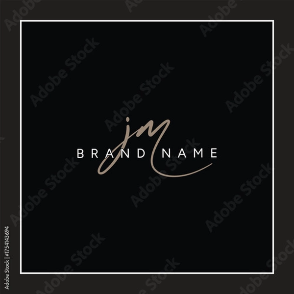Fototapeta JM Signature Logo - Handwritten Vector Logo Template for JM Alphabet