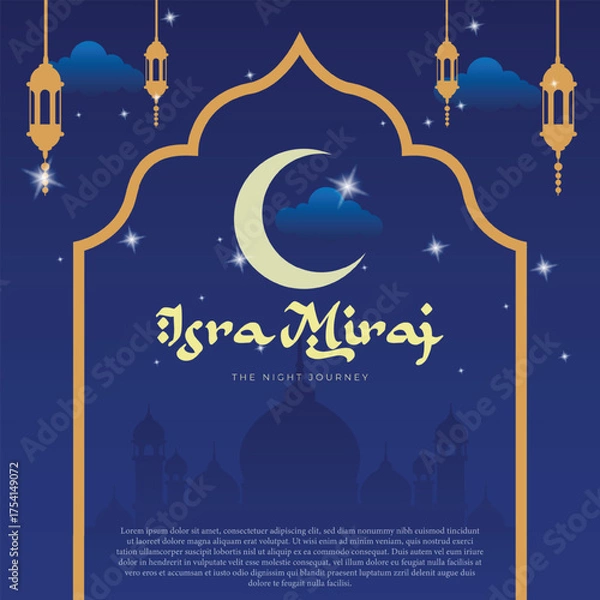 Obraz Isra mi'raj banner vector illustration the night journey